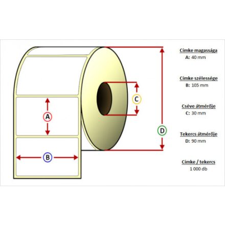 Tekercses THERMO címke 40x105mm 1000 db/tekercs