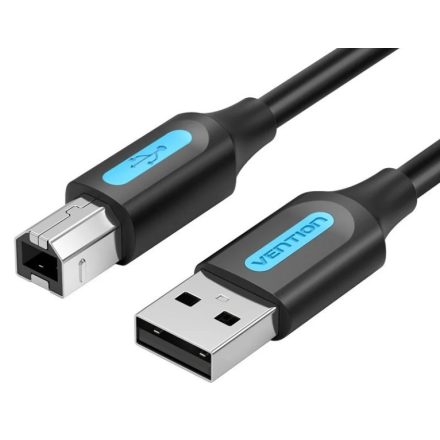 Vention USB-A 2.0/M -> USB-B/M, (PVC, fekete, nyomtatókábel, printerkábel), 2m, kábel