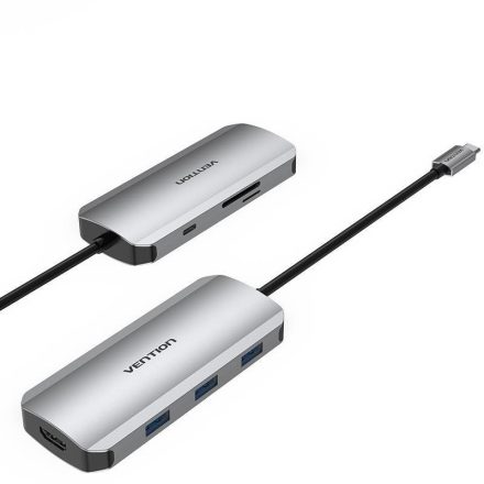 Vention USB-C -> HDMI/USB 3.0x3/SD/TF/PD, (7 az 1-ben), dokkoló