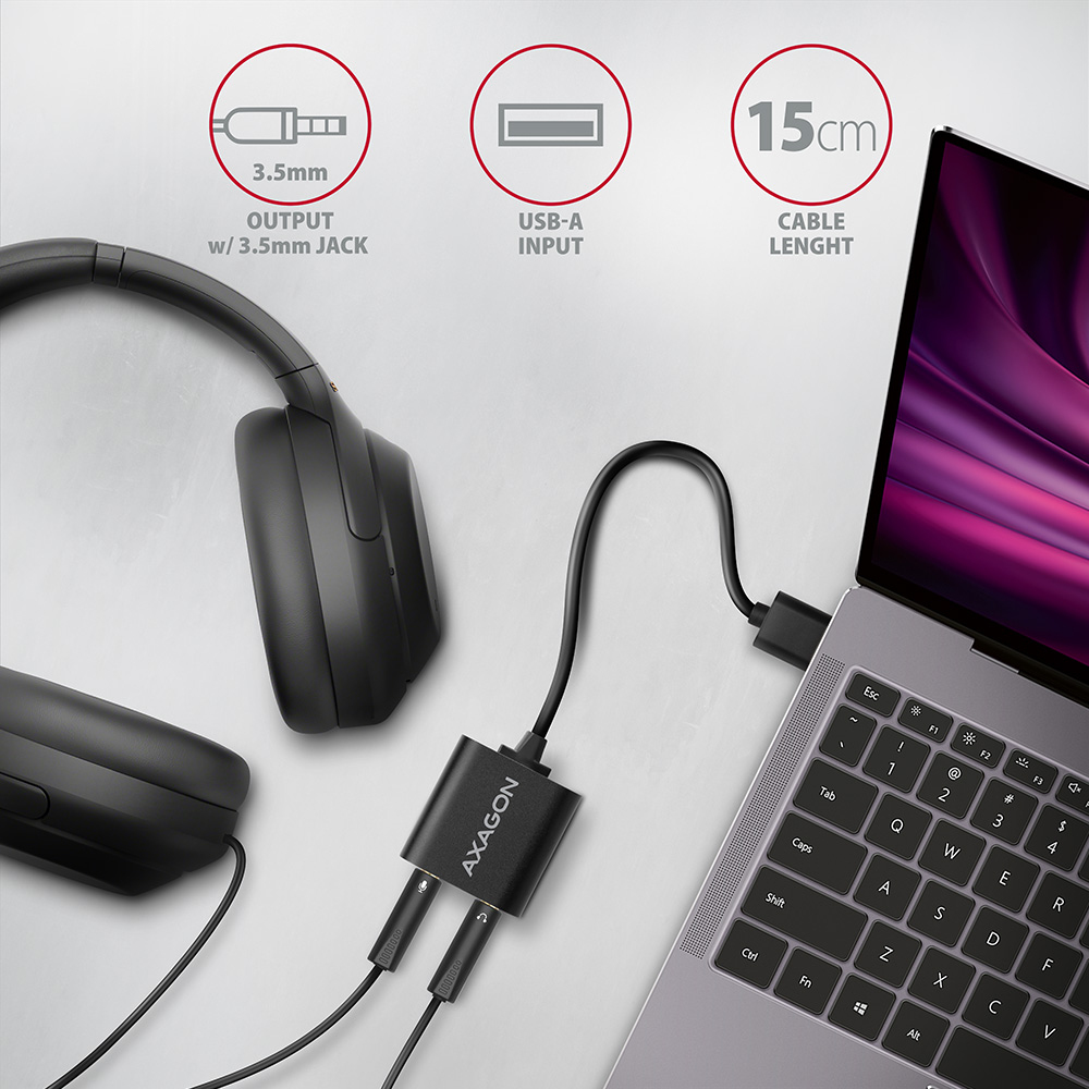 Axagon ADA-12 USB hangkártya, 2.0 3