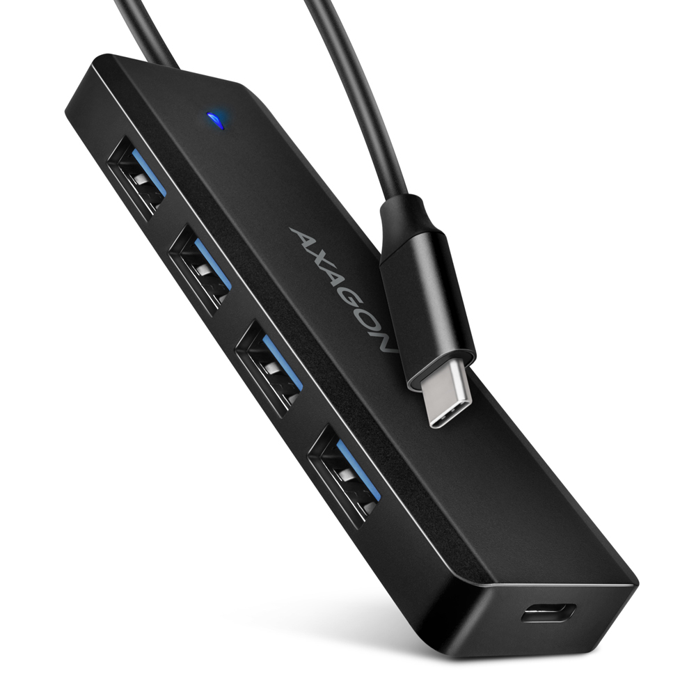 Axagon HUE-C1C USB-C utazó hub, 5 Gbps, fekete
