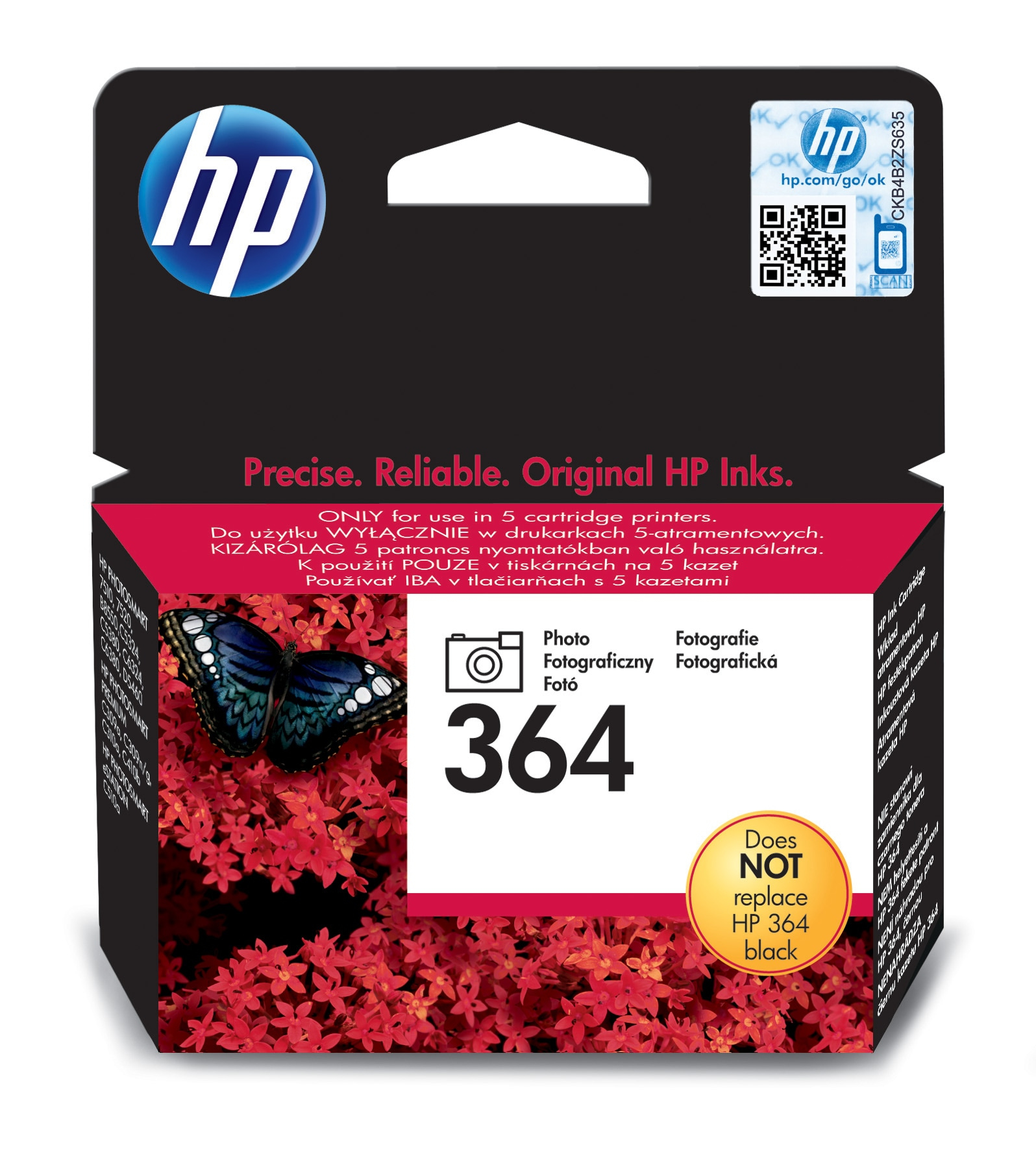 HP 364 fotó fekete tintapatron, eredeti