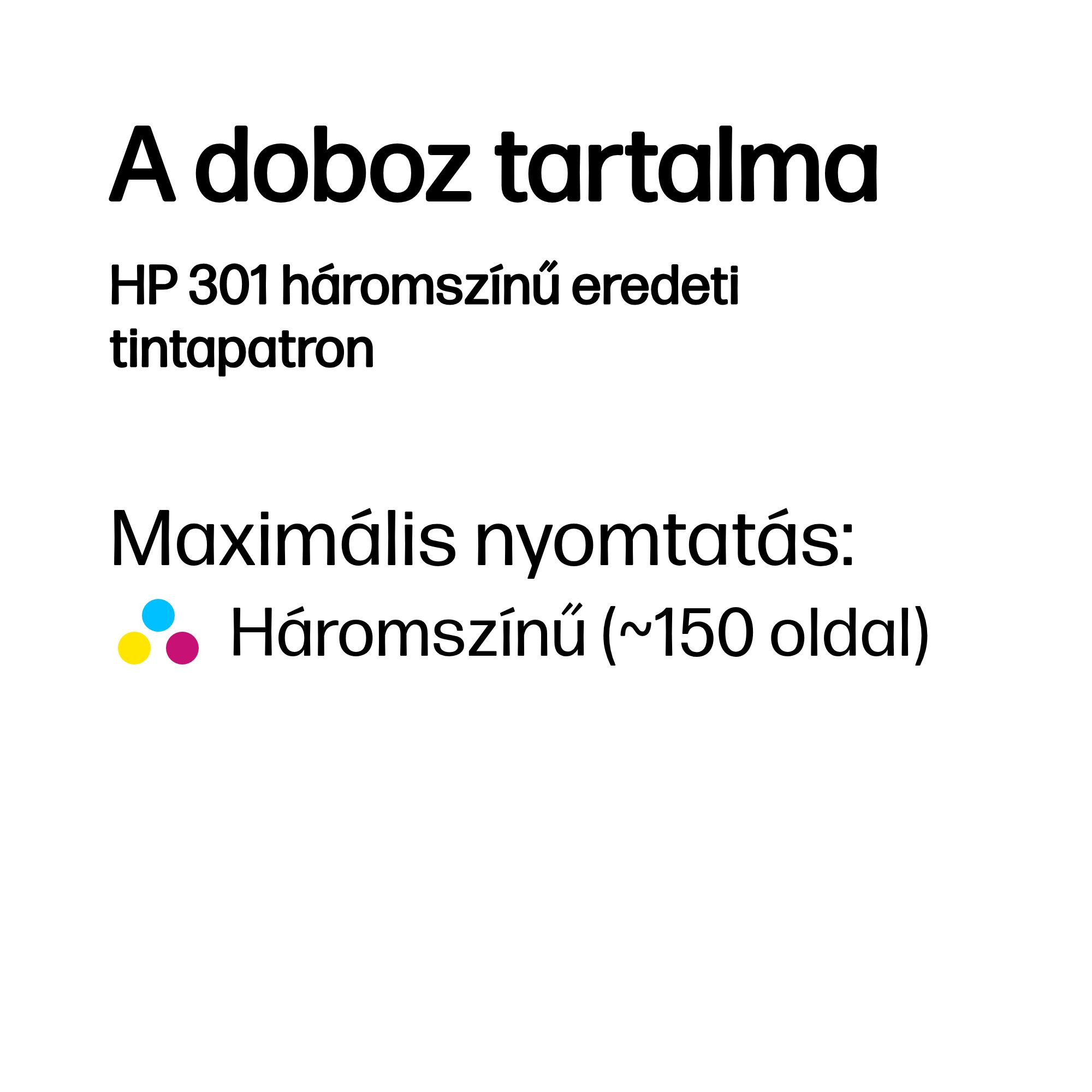 HP 301 eredeti háromszínű tintapatron (CH562EE), kb. 150 oldal 3