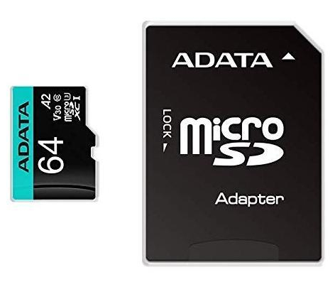 ADATA Premier Pro 64 GB microSDXC kártya, U3 A2 V30, adapterrel