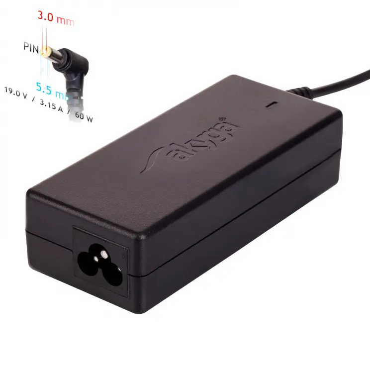 Akyga AK-ND-13 laptop töltő Samsunghoz, 19 V / 3,16 A, 60 W, 5,5 x 3,0 mm