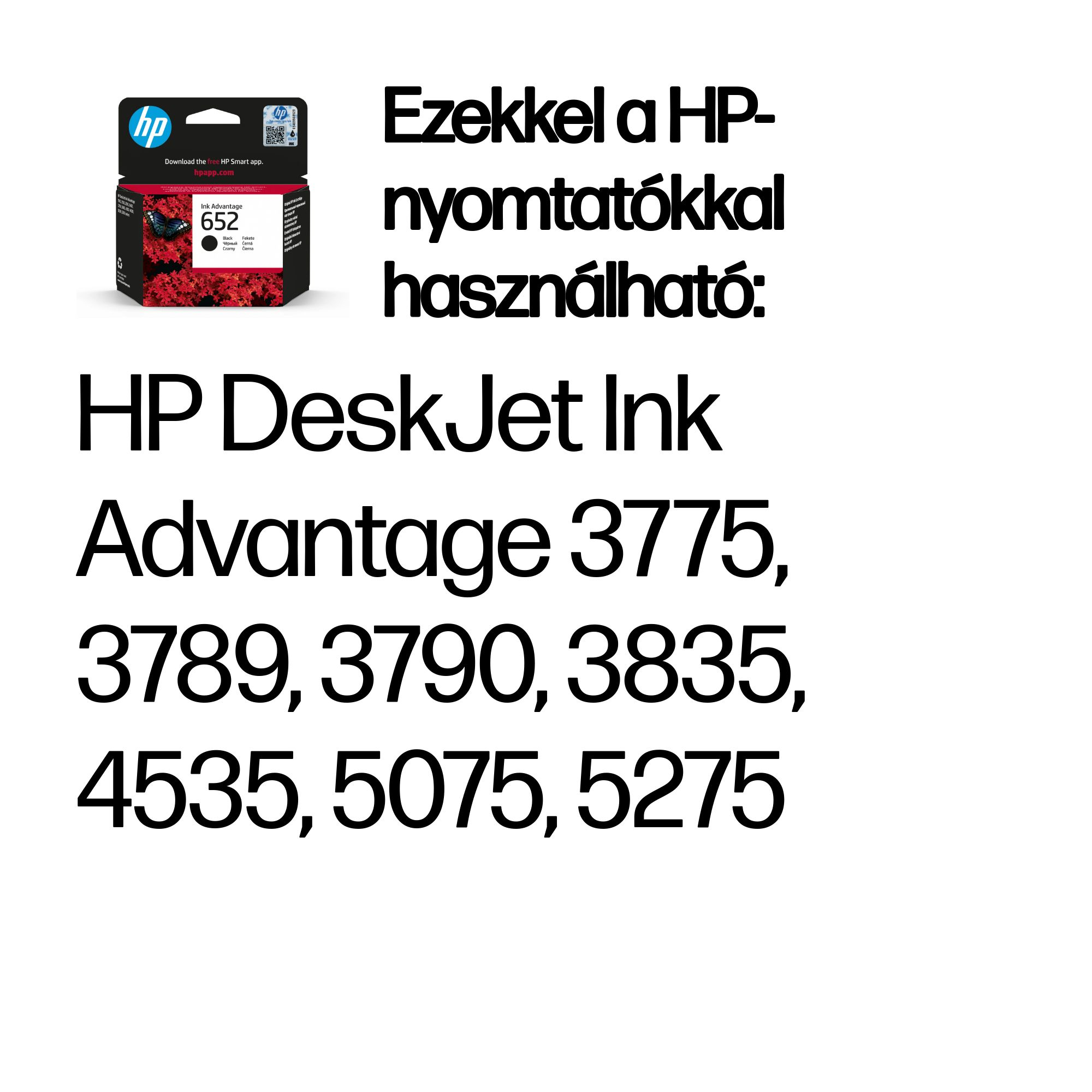 HP 652 eredeti fekete tintapatron (F6V25AE), kb. 360 oldal 2
