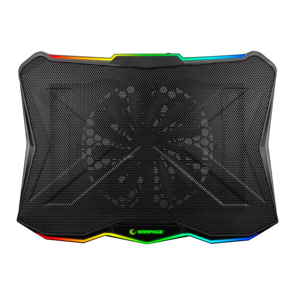 Rampage AD-RC8 Showy notebook hűtőpad 17,3"-ig, RGB, 180 mm ventilátor