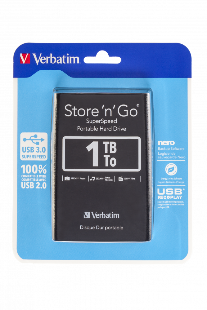 Verbatim Store n Go 1 TB külső merevlemez, 2,5", USB 3.0, fekete
