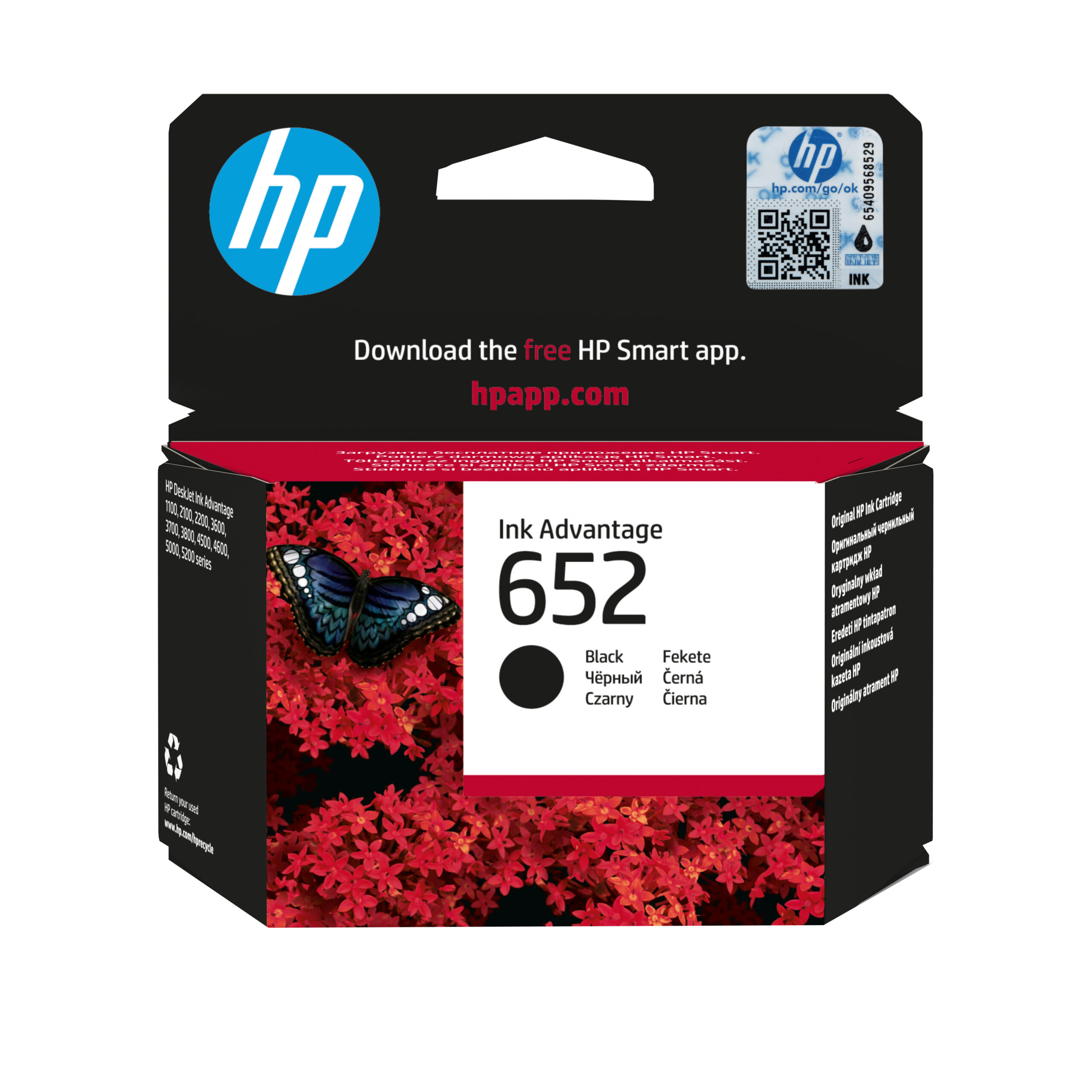 HP 652 eredeti fekete tintapatron (F6V25AE), kb. 360 oldal
