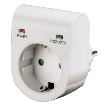 Hama 47771 túlfeszültség-védő adapter, 1 aljzat, fehér