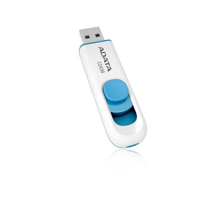 ADATA C008 USB flash meghajtó 16 GB USB A típus 2.0 Kék, Fehér