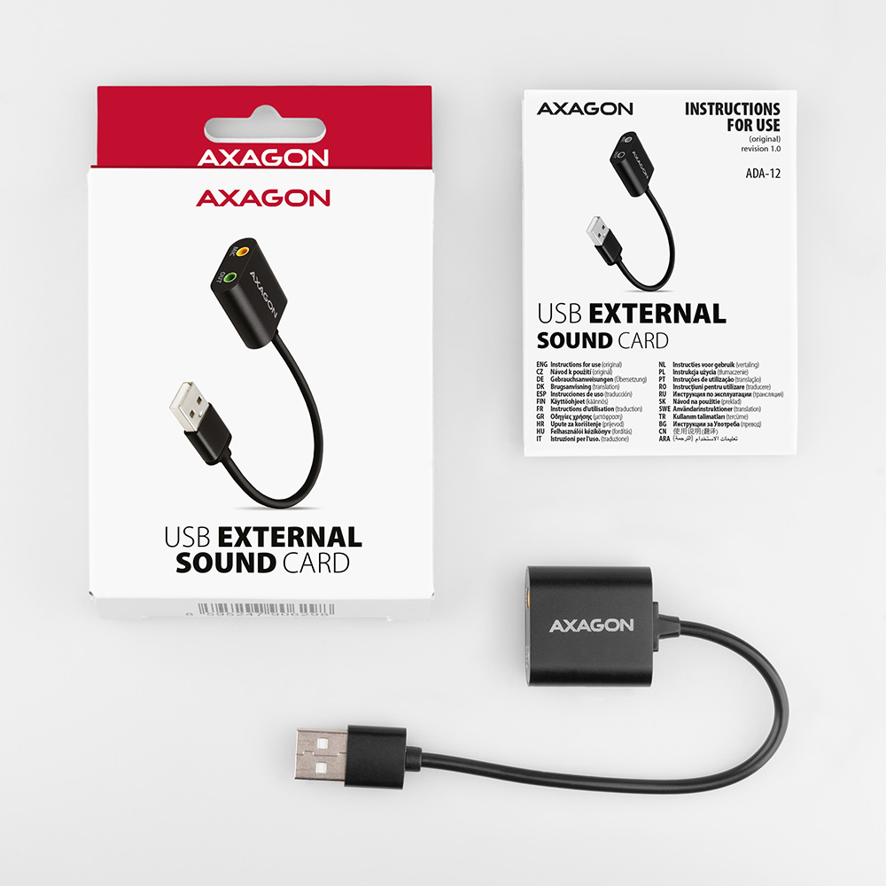 Axagon ADA-12 USB hangkártya, 2.0 5