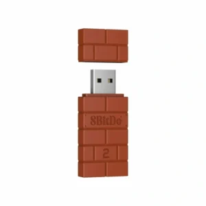 8BitDo USB Wireless Adapter 2, Nintendo Switch/Switch 2, Mobil, Xbox, PC, PlayStation, barna kontroller adapter