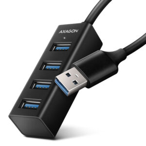 Axagon HUE-M1A 4 portos USB 3.2 mini hub, fém, fekete