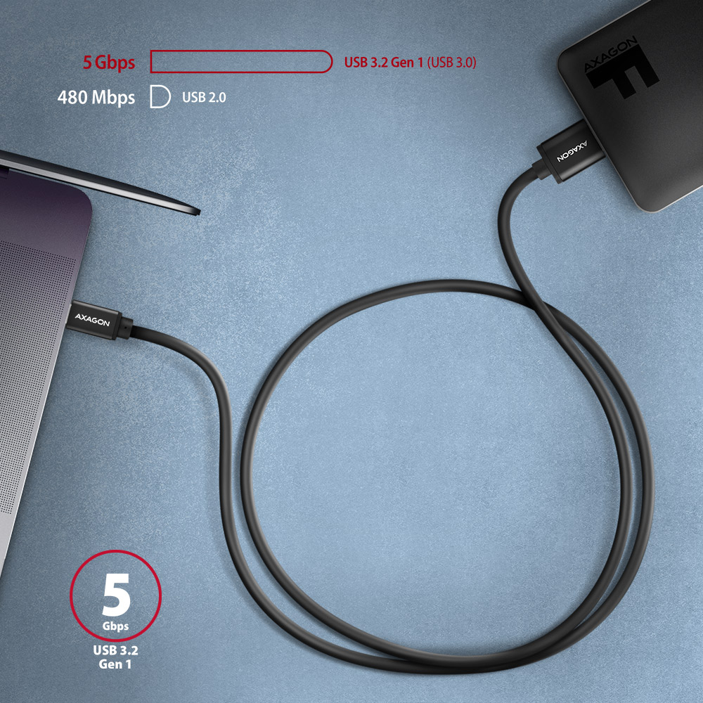 Axagon BUMM3-CM10AB Micro-B USB 3.0 - USB-C kábel, 1 m 4