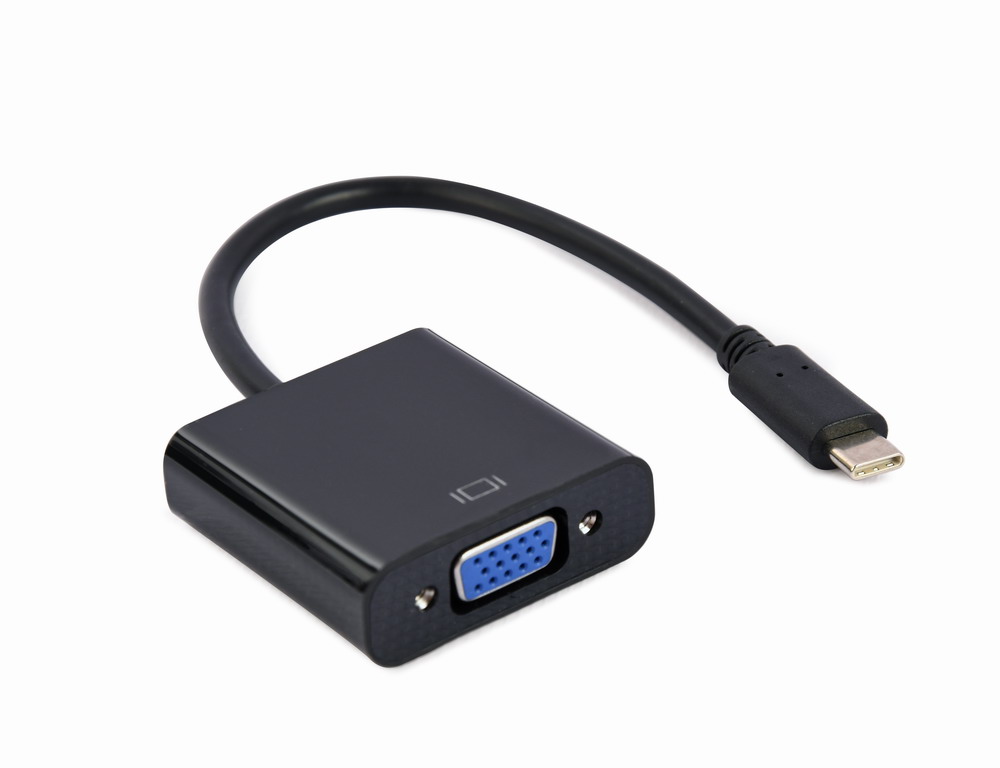 Gembird USB Type-C - VGA adapter kábel, 15 cm, fekete