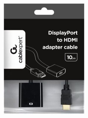 Gembird DisplayPort apa - HDMI anya adapter kábel, 10 cm, fekete