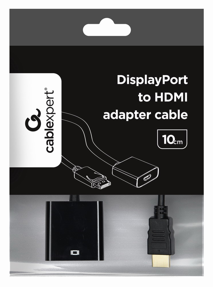 Gembird DisplayPort apa - HDMI anya adapter kábel, 10 cm, fekete