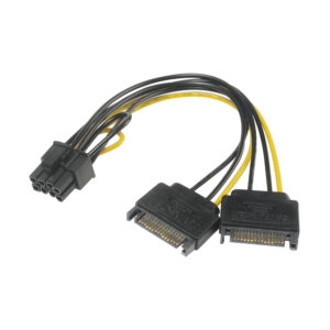 Akasa 2x SATA táp - 6+2 pin PCIe adapterkábel, 15 cm (AK-CBPW19-15)