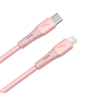 AVAX CB3312 27W USB-C – Lightning gyorstöltő szilikon kábel, 1.5 m, rózsaszín