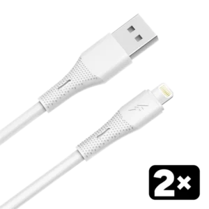 AVAX CB4302 2x USB-A – Lightning szilikon töltőkábel csomag, 1.5 m, fehér