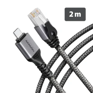 AXAGON ADE-CM20 USB-C Gigabit Ethernet adapter integrált CAT6 hálózati RJ-45 kábellel (2 m)