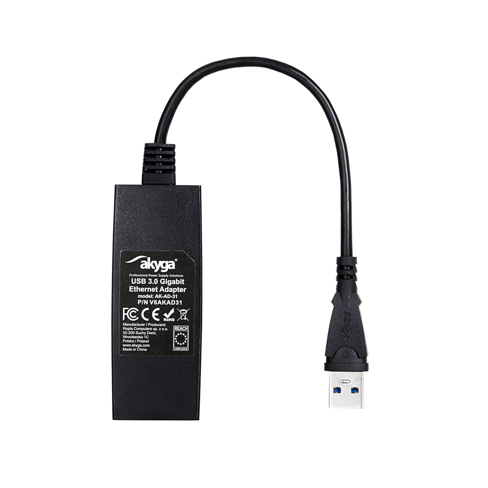 Akyga USB 3.0 - RJ45 gigabites hálózati adapter, 15 cm (AK-AD-31)