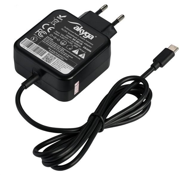 Akyga AK-ND-70 5-20V/3-3,25A/65W USB Type-C Univerzális notebook hálózati töltő