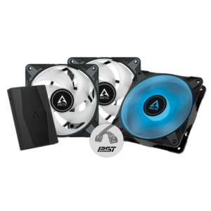 Arctic P12 PWM PST RGB 120mm 3db fekete ventilátor + controller