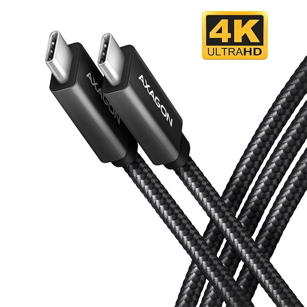 Axagon BUCM32-CM05AB 0,5m Type-C PD 100W 4K HD fekete adat- és töltőkábel