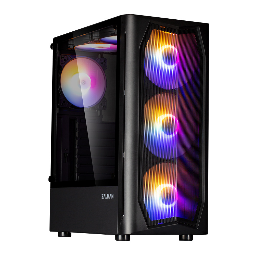 Zalman N4 Rev.1 ATX számítógépház, edzett üveg, 6 RGB ventilátor, fekete