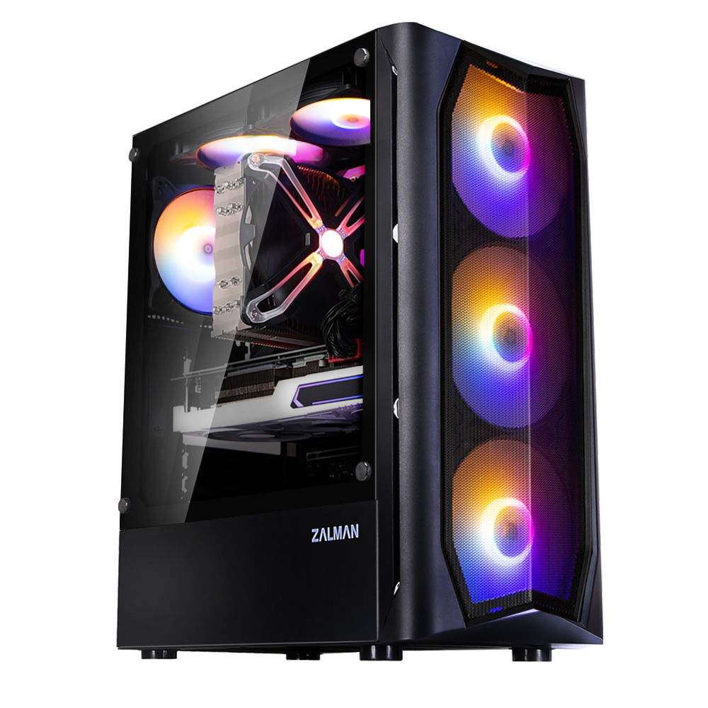 Zalman N4 Rev.1 ATX számítógépház, edzett üveg, 6 RGB ventilátor, fekete - Image 2