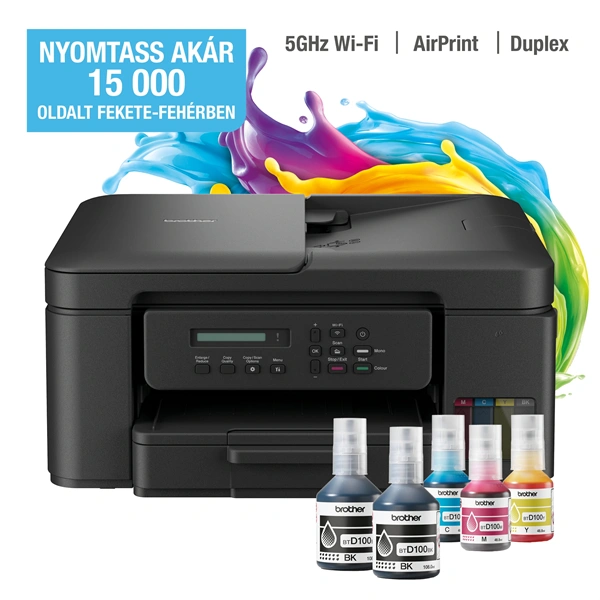 Brother DCP-T735W (16 lap/perc, WiFi/USB, 6000x1200dpi, ADF, duplex, 128MB) színes multifunkciós tintasugaras nyomtató