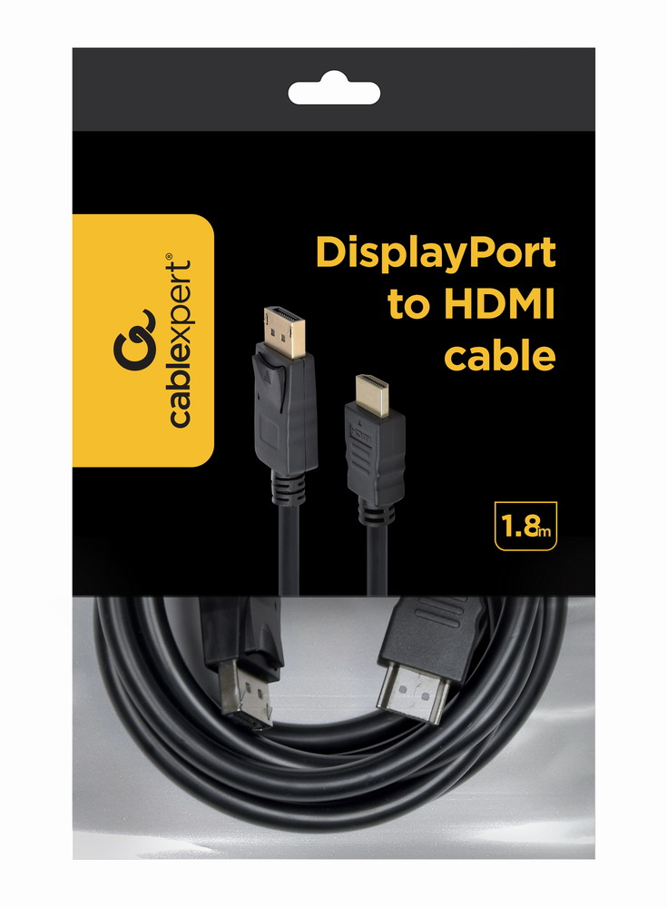 Gembird DisplayPort - HDMI kábel, 4K 60 Hz, 1,8 m, fekete