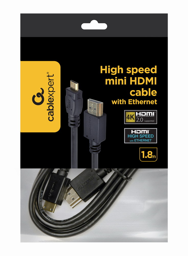 Gembird HDMI - mini HDMI kábel, 4K 60 Hz, 1,8 m, fekete