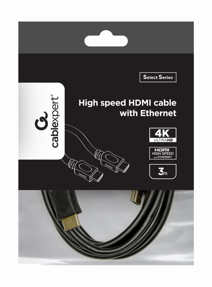 Gembird HDMI kábel Ethernettel, 4K 60 Hz, 3 m, fekete