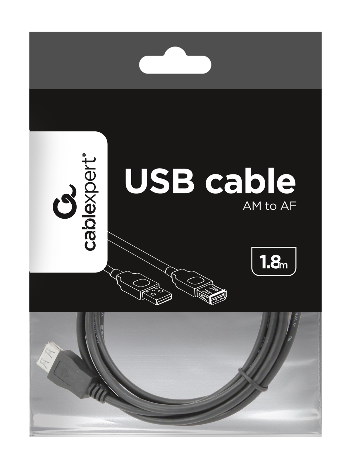 Gembird USB 2.0 hosszabbító kábel, A apa - A anya, 1,8 m, fekete