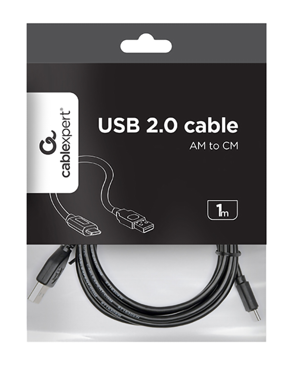 Gembird USB 2.0 A - USB-C kábel, 1 m, fekete