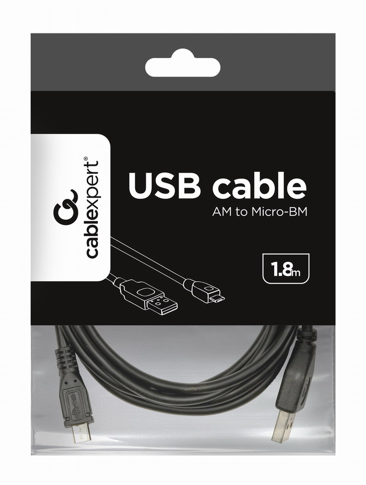 Gembird micro USB 2.0 kábel, USB A - micro B, 1,8 m, fekete