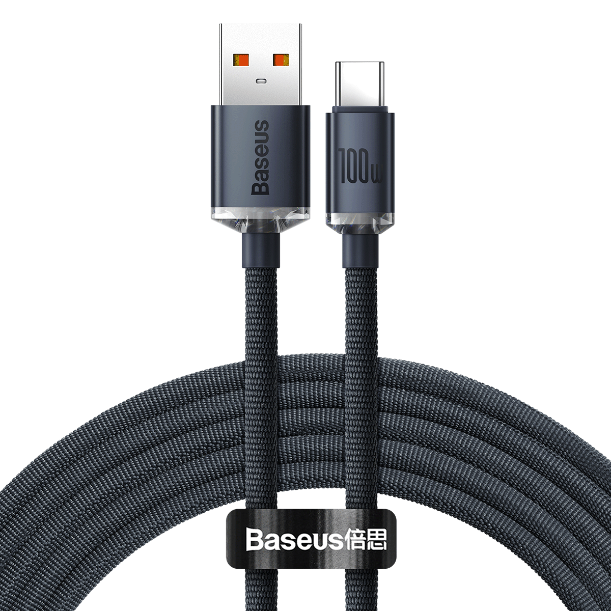 Baseus Crystal Shine USB-A - USB-C kábel, 100 W, 2 m, fekete
