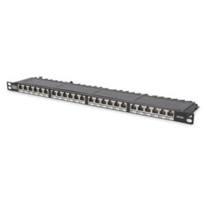 DIGITUS 19" 0,5U 24port Cat.6 HD kompakt fekete árnyékolt Patch Panel