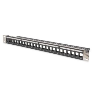 DIGITUS DN-91411-LF 19" 1U 24port moduláris fekete árnyékolt üres Patch Panel