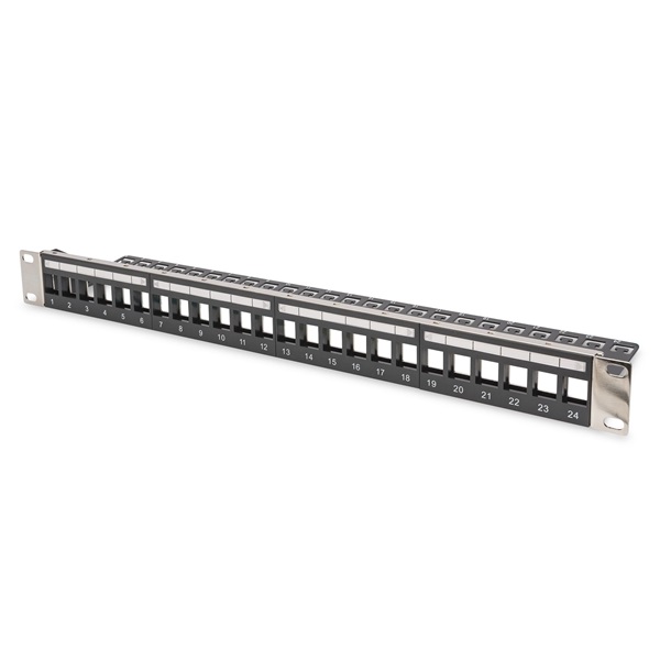 DIGITUS DN-91411-LF 19" 1U 24port moduláris fekete árnyékolt üres Patch Panel