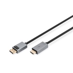 DIGITUS High Speed UHD 4K 3D 30Hz aranyozott 1.2 DisplayPort - HDMI type A kábel 1,8m