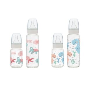 IRIS teknős vagy dinoszaurusz mintás cumisüveg szett 6-12 hónapos babáknak, 2 cseppes, 2 darabos, 125ml+250ml 111829-804