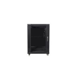 Lanberg FF01-6615-12B 19" 15U SZÉL:600mm MÉLY:600mm MAG:848mm lapraszerelt üvegajtós fekete rack szekrény