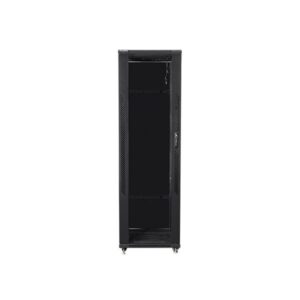Lanberg FF01-6642-12B 19" 42U SZÉL:600mm MÉLY:600mm MAG:2047mm lapraszerelt üvegajtós fekete rack szekrény
