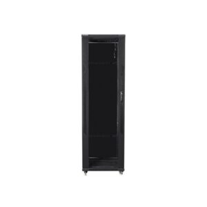 Lanberg FF01-8042-12B 19" 42U SZÉL:800mm MÉLY:1000mm MAG:2047mm lapraszerelt üvegajtós fekete rack szekrény