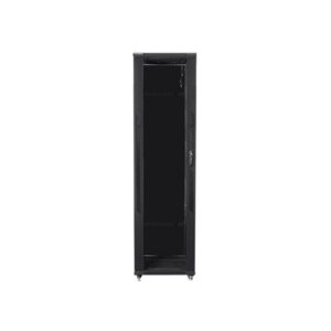 Lanberg FF01-8047-12B 19" 47U SZÉL:800mm MÉLY:1000mm MAG:2270mm lapraszerelt üvegajtós fekete rack szekrény