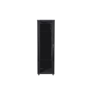 Lanberg FF01-8842-12B 19" 42U SZÉL:800mm MÉLY:800mm MAG:2047mm lapraszerelt üvegajtós fekete rack szekrény